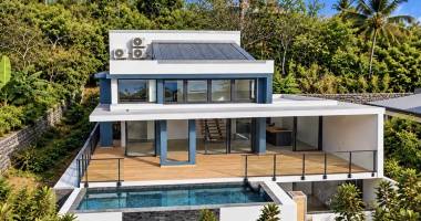 villa 3 chambres + studio, piscine et vue mer proche du golf de villèle - ref 251912