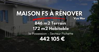 occasion à saisir vue mer extraordinaire -  terrain de 846 m2 viabilisé avec maison f5  de 172 m2 à rénover