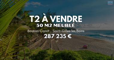 a vendre  appartement t2 meublé de 50m2 à boucan-canot | saint-gilles les bains à 287 235€