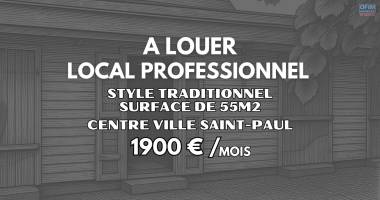 a louer 1900€ /mois - local professionnel de charme de 55m2 au centre ville de saint-paul