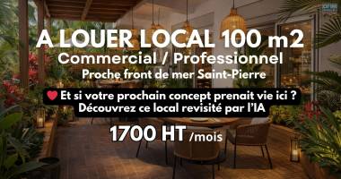 a louer local commercial / professionnel de 100m2 avec terrasse proche front de mer saint-pierre à 1700€ ht