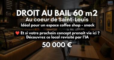 rare à saint-louis : droit au bail d'un local 60 m² avec autorisation snack & petite restauration