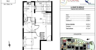 appartement - 51,72 m2 - 2 pièces