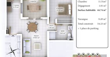 appartement t2 - résidence diamant - sainte anne