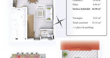 appartement t2 duplex - résidence diamant - sainte-anne