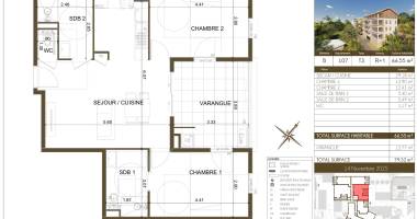 appartement t3 - r+1 - résidence belvédère du fort